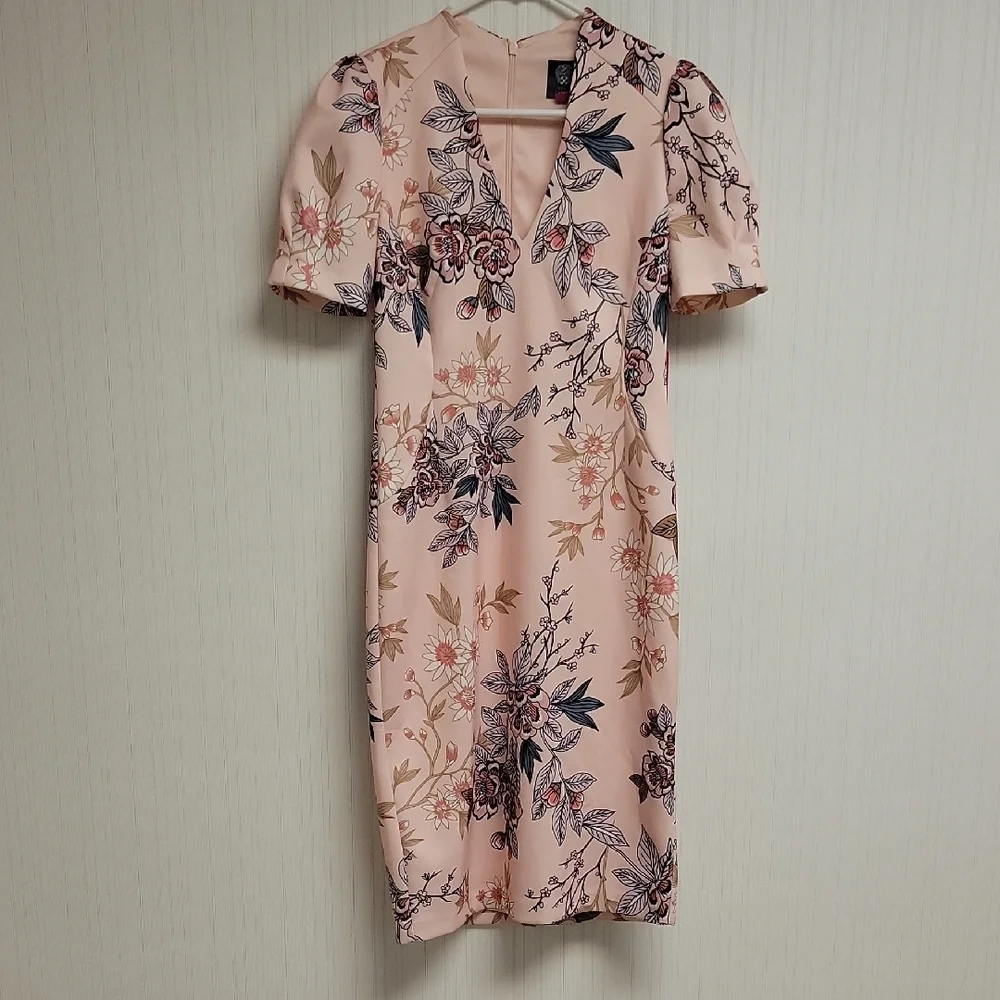 Vince Camuto Women's Pink Floral Scuba Sheath Dress, Sz 4. New With Tags - Picture 2 of 8